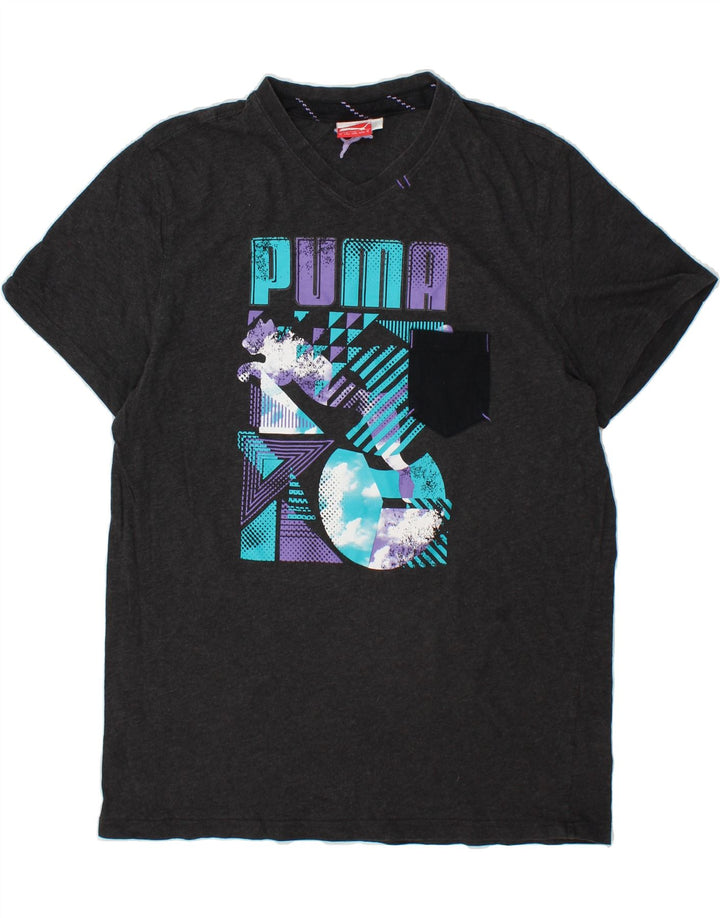 PUMA Mens Graphic T-Shirt Top XL Grey Vintage Puma and Second-Hand Puma from Messina Hembry 