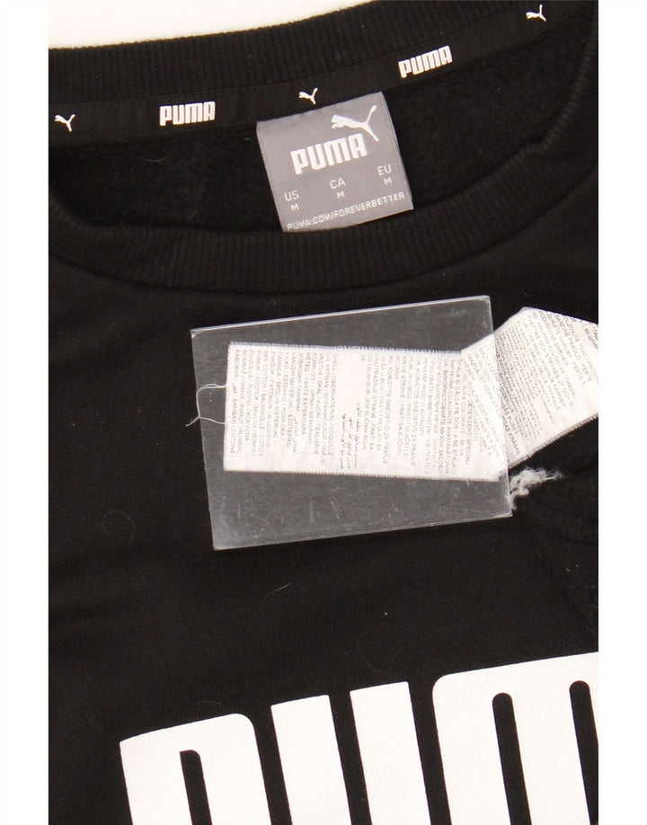 PUMA Mens Graphic Moletom Jumper Médio Algodão Preto