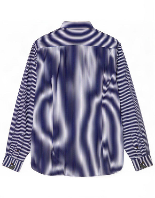 Camisa masculina Ted Baker tamanho 5 XL algodão listrado azul marinho