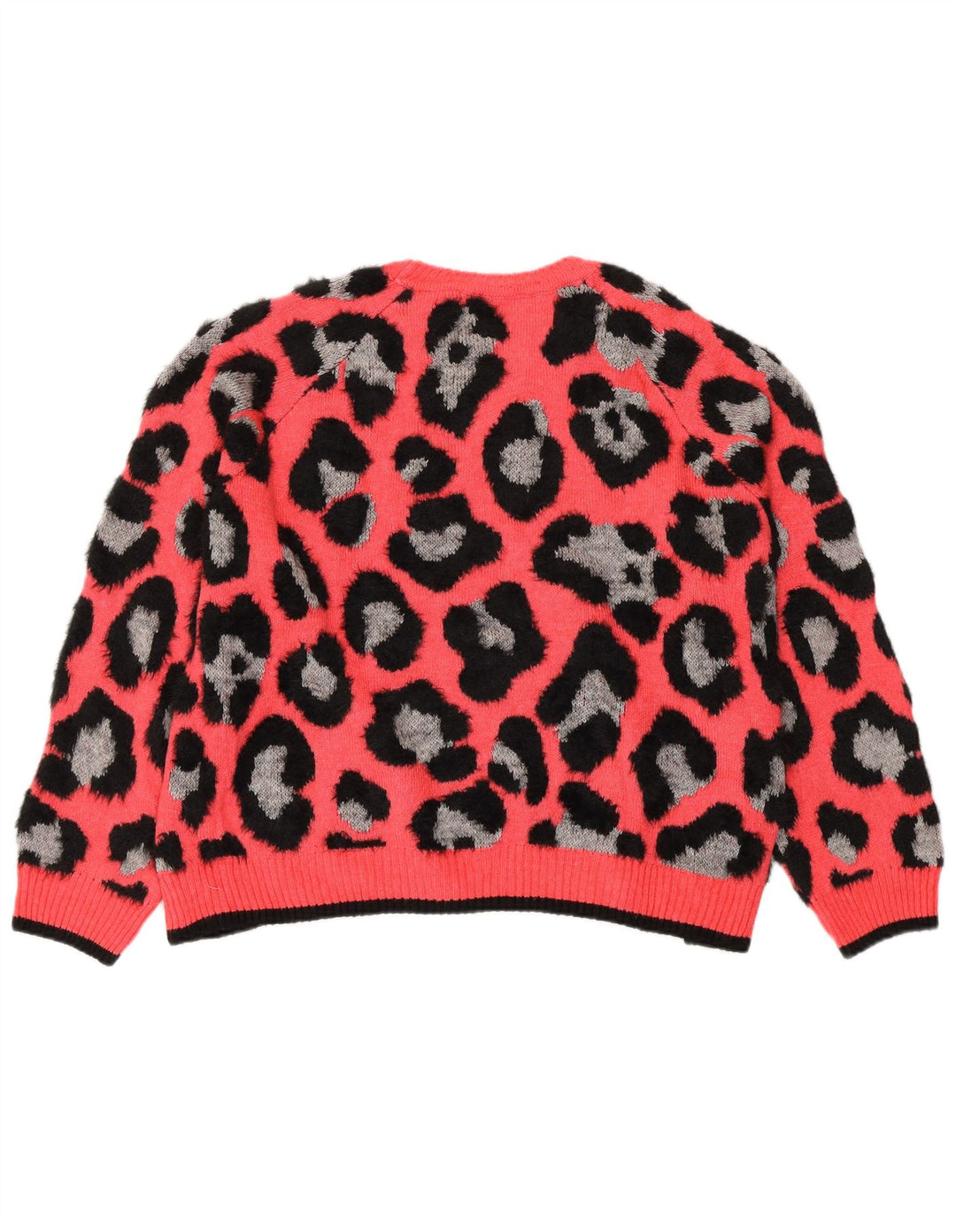 Suéter feminino MARKS & SPENCER com gola redonda UK 18 XL rosa estampa animal