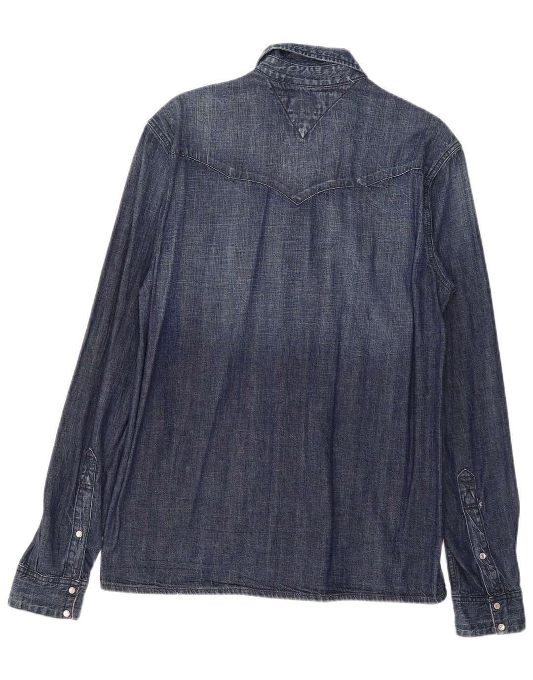 Camisa jeans masculina TOMMY HILFIGER grande algodão azul marinho