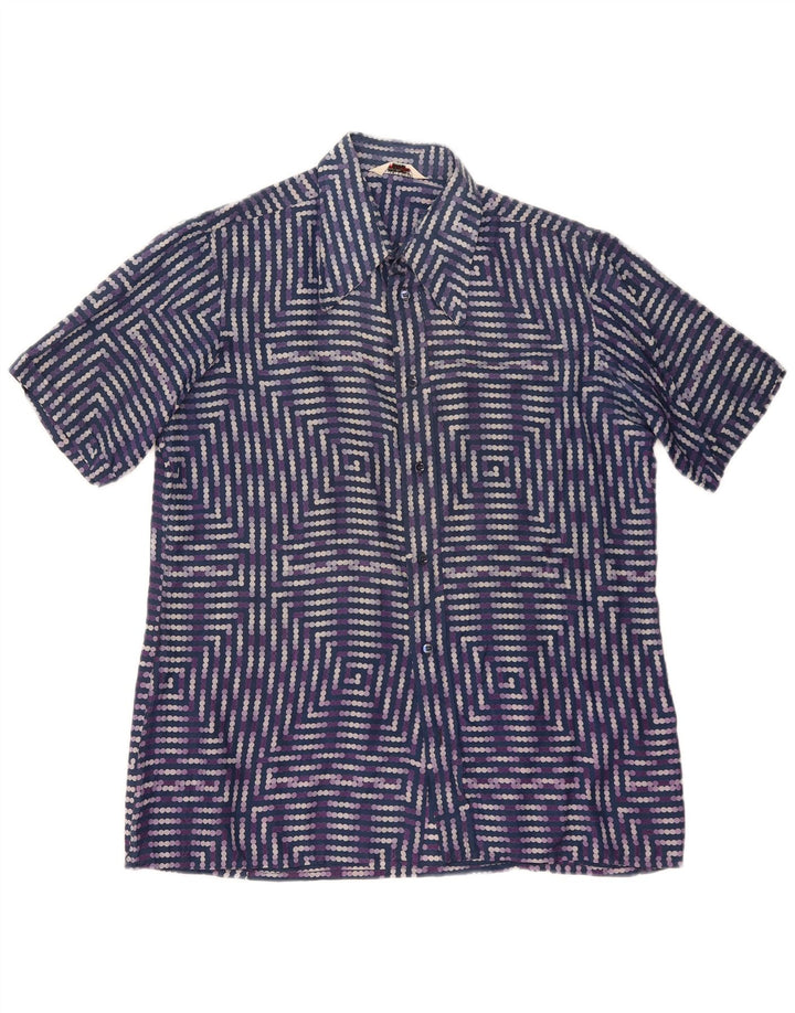 Camisa masculina de manga curta PANCALDI XL azul geométrica
