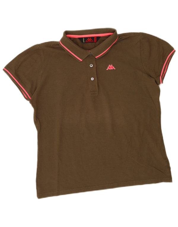 Camisa polo feminina Kappa UK 16 grande algodão cáqui