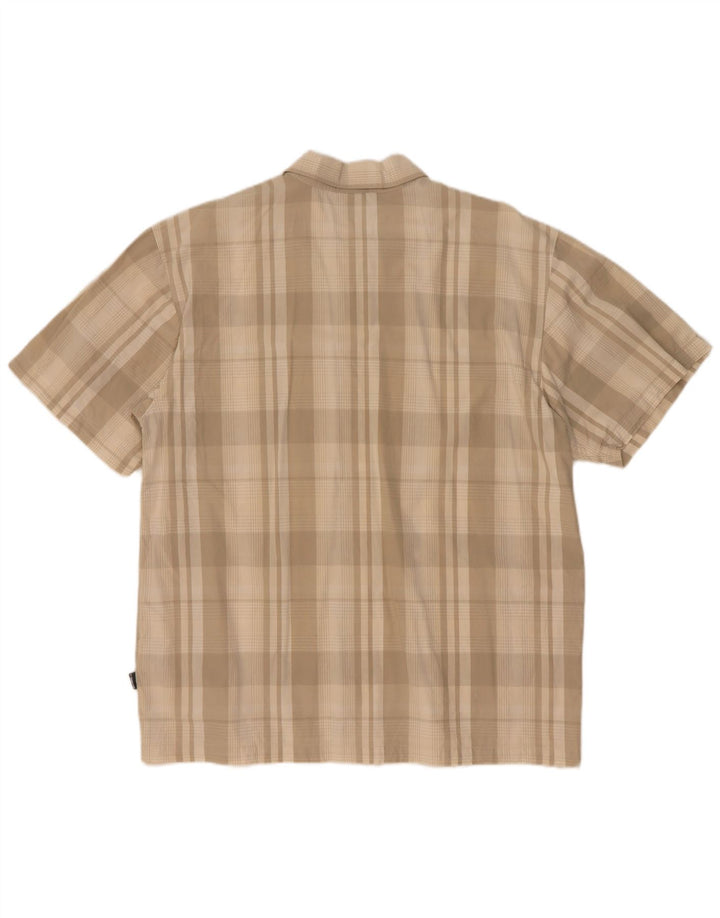 Camisa masculina de manga curta O'Neill de algodão xadrez bege médio