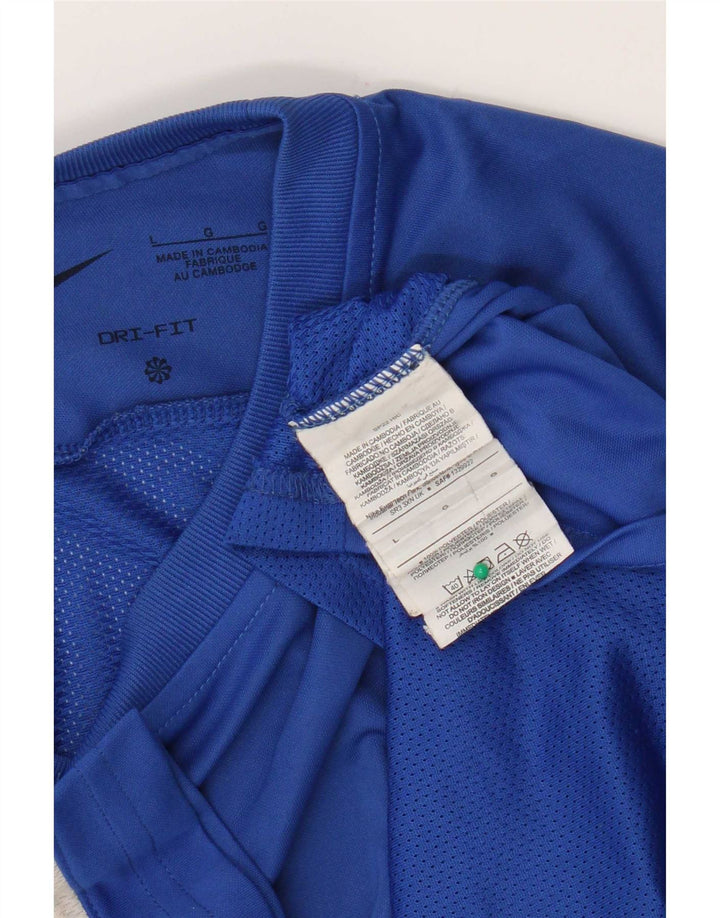 Camiseta Nike Masculina Dri Fit Top Grande Azul Colorblock Poliéster