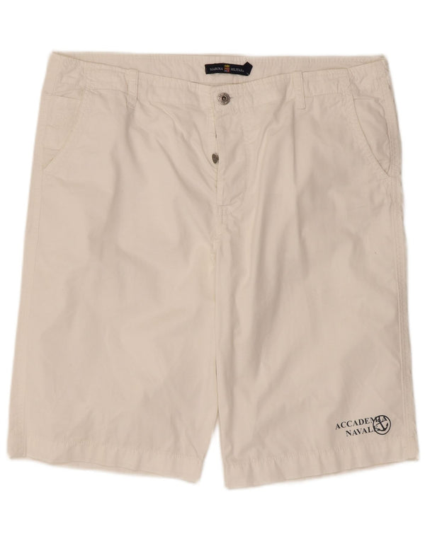Marina Militare Mens Chino Shorts IT 54 2XL W38 Algodão Branco
