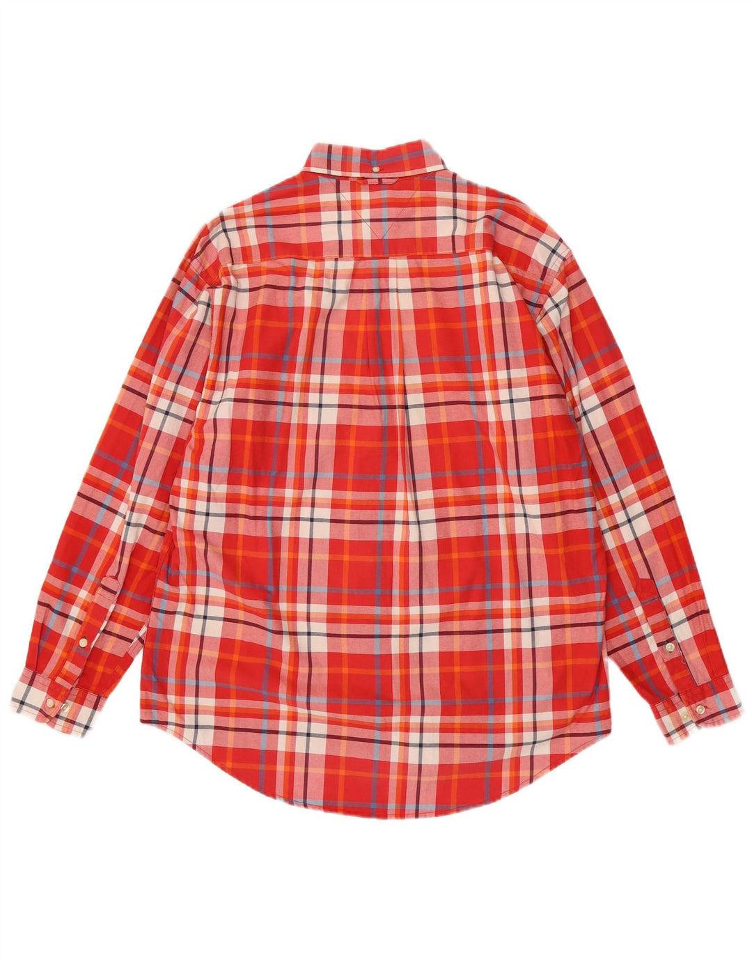 Camisa masculina Tommy Hilfiger média xadrez vermelha de algodão