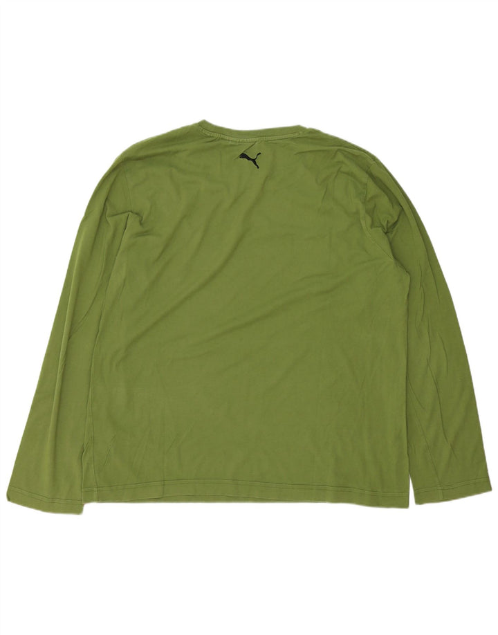 Puma Mens Graphic Top Manga Longa XL Verde Algodão
