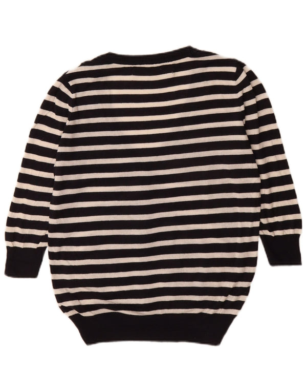 Suéter cardigã feminino Zara manga 3/4 oversized Reino Unido 10 pequeno listrado preto