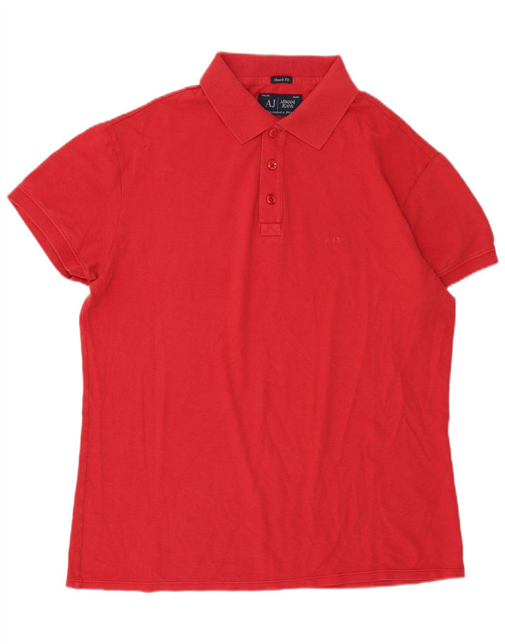 Camisa polo masculina Armani Jeans Muscle grande vermelha