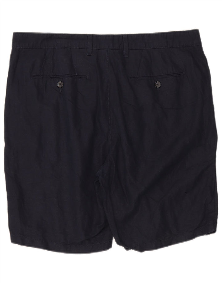 Shorts chino masculino Marks & Spencer W36 grande linho azul marinho
