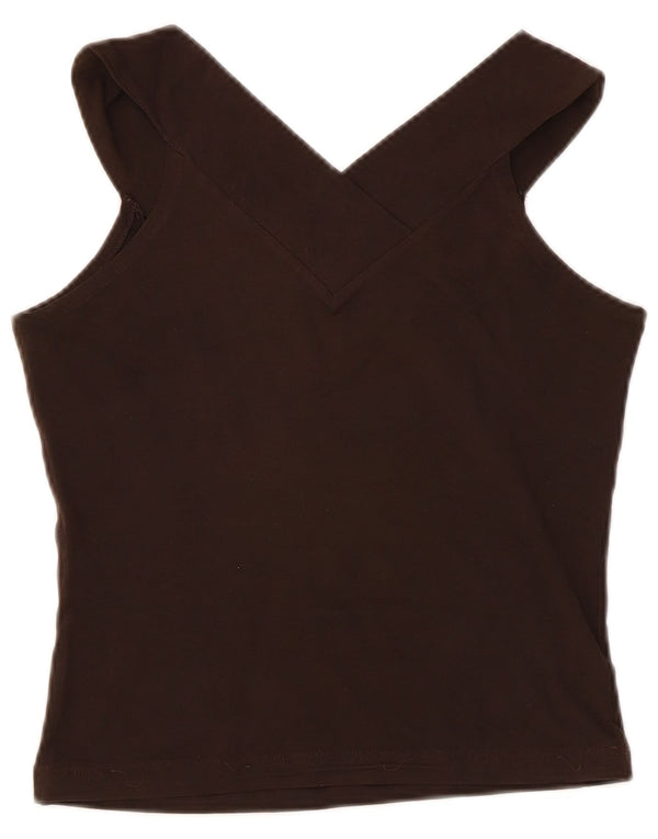 Calvin Klein Jeans Feminino Colete Gráfico Top UK 10 Pequeno Marrom