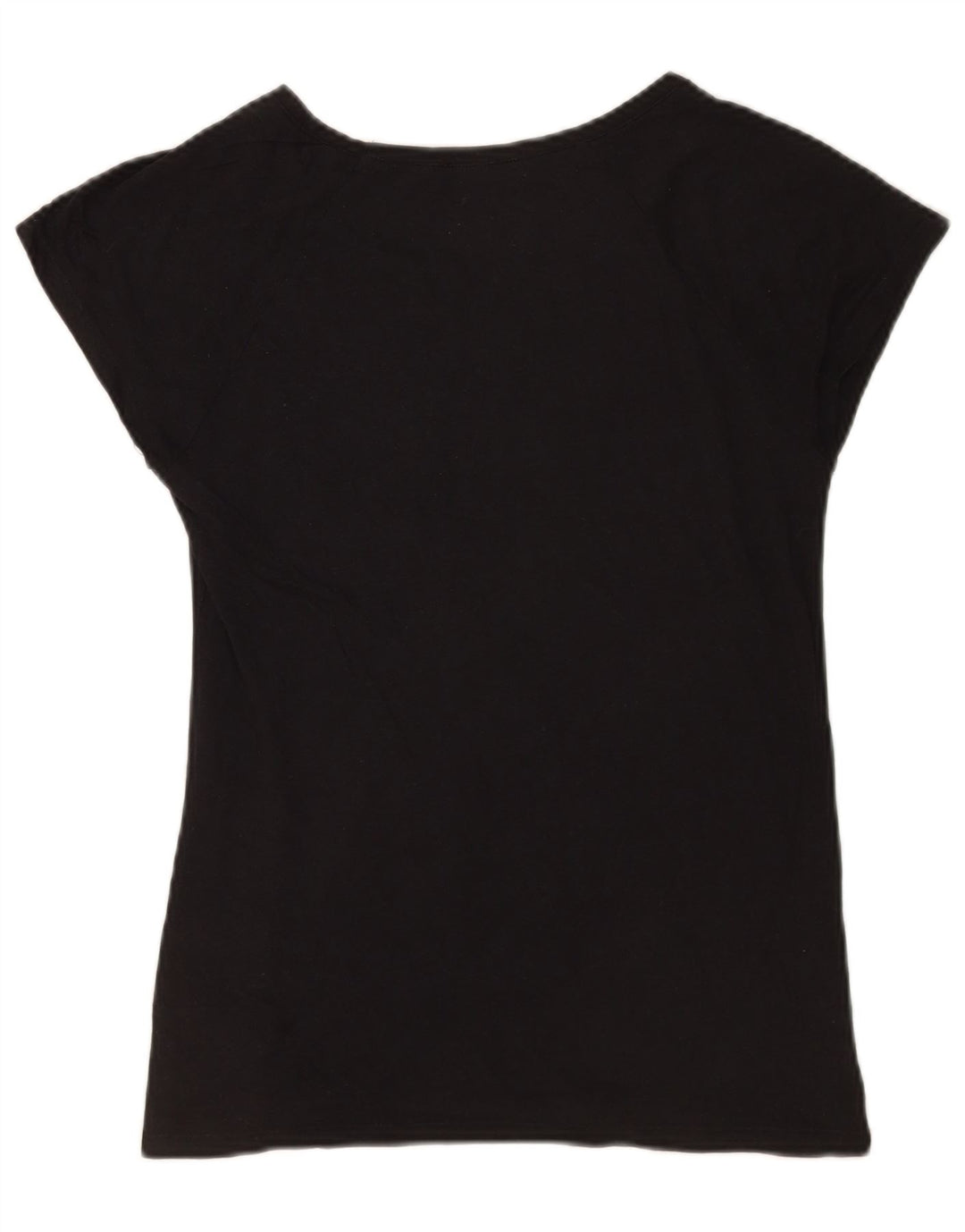 Zara Womens Graphic T-Shirt Top UK 12 Médio Algodão Preto