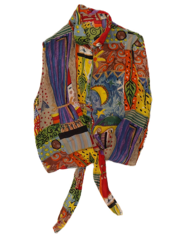 Blusa feminina vintage cropped UK 12 patchwork médio multicolorido