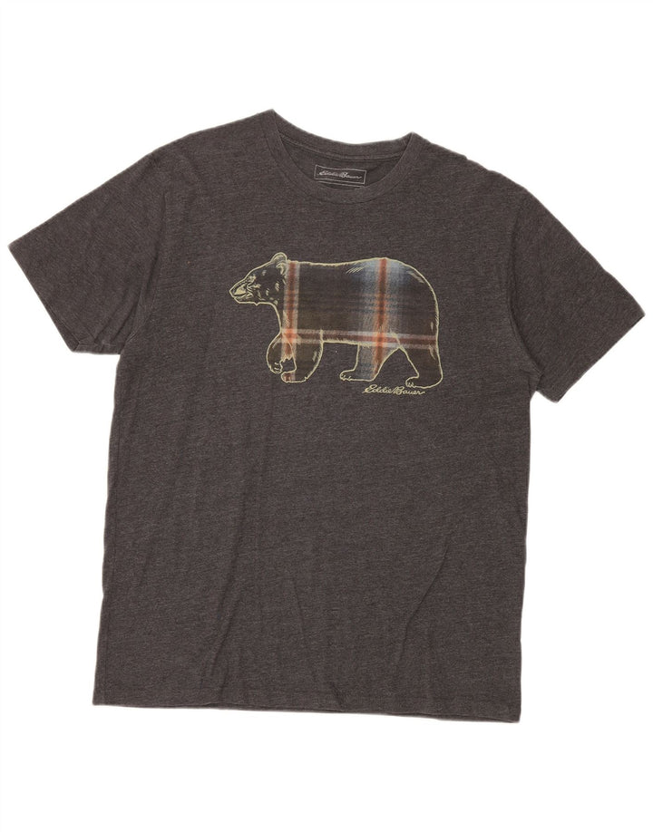 Camiseta gráfica masculina Eddie Bauer Top algodão cinza médio