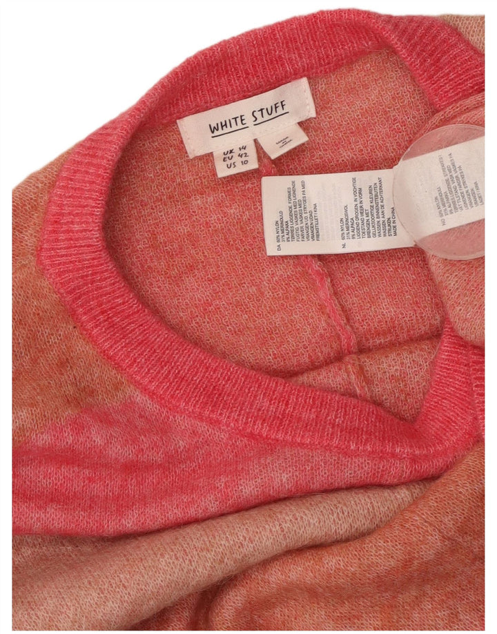 WHITE STUFF Suéter feminino com gola canoa Reino Unido 14 grande bloco colorido rosa