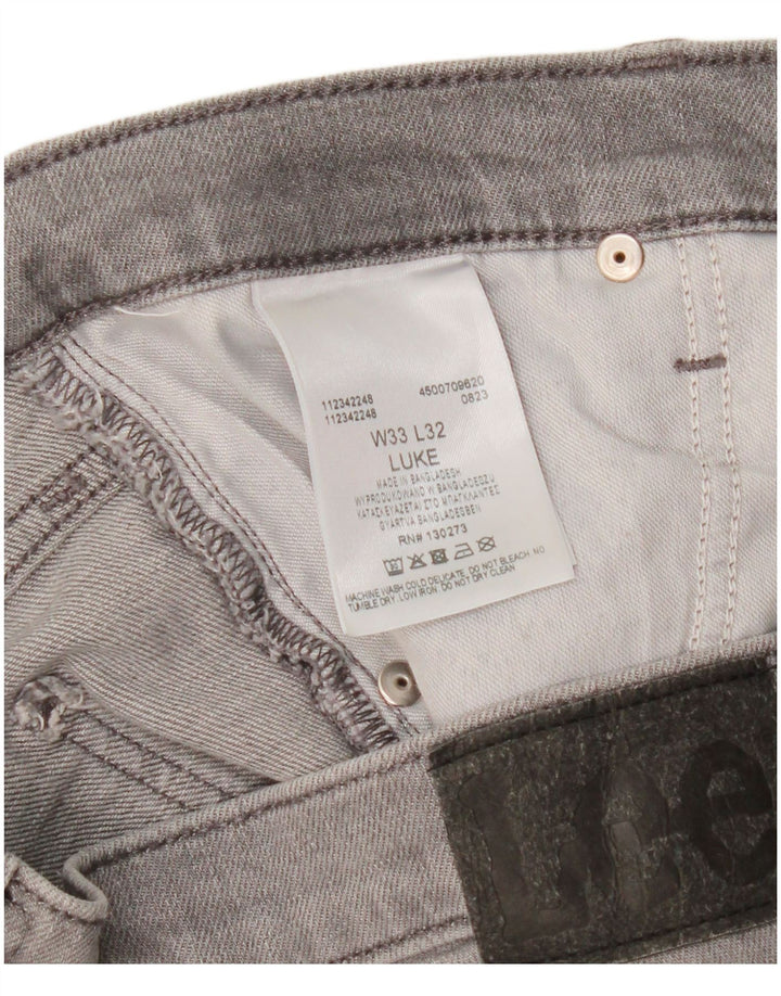 Lee Womens Luke Slim Jeans W33 L29 Algodão Cinza