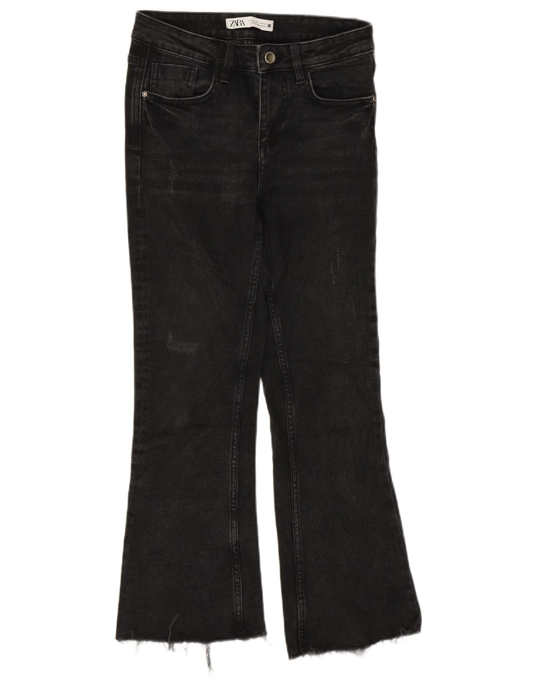 Zara Calça Jeans Feminina Crop Bootcut EU 34 2XS W24 L25 Cinza