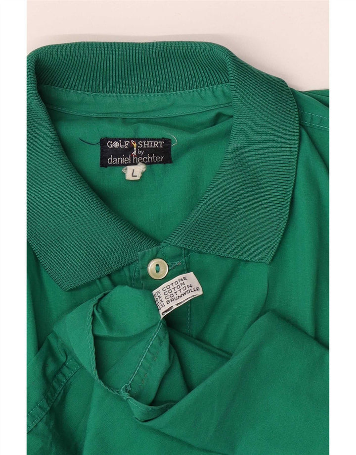 Pulôver masculino vintage de manga curta Camisa grande algodão verde