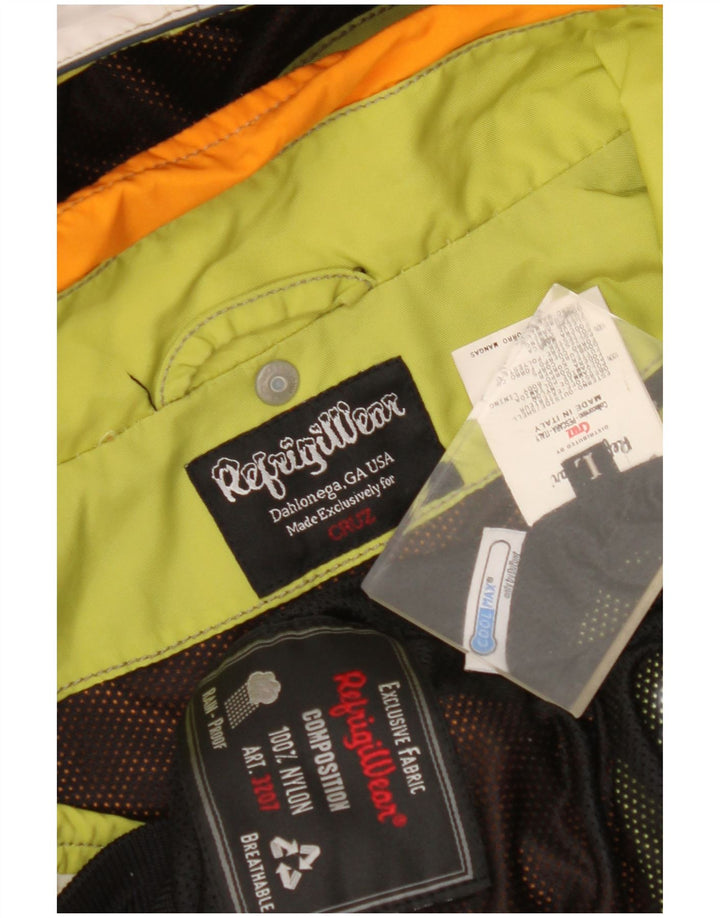 Jaqueta feminina REFRIGIWEAR Cruz Bomber UK 16 grande bloco colorido laranja