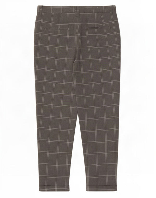 Zara Mens Slim Cropped Calças EU 38 Pequeno W30 L25 Cinza Poliéster Xadrez