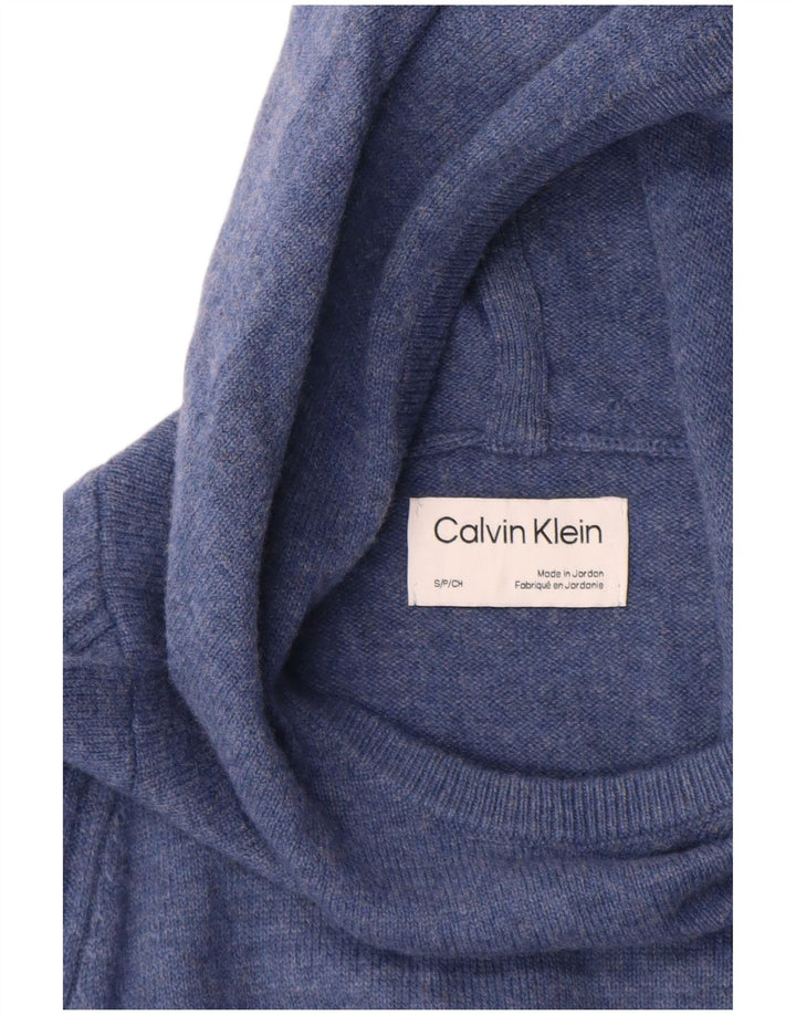 Suéter masculino com capuz Calvin Klein pequeno azul manchado