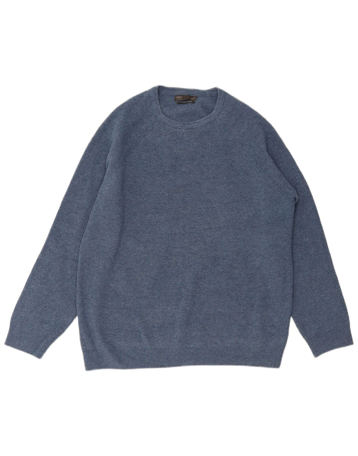 Suéter masculino Marks & Spencer com gola redonda XL azul poliéster