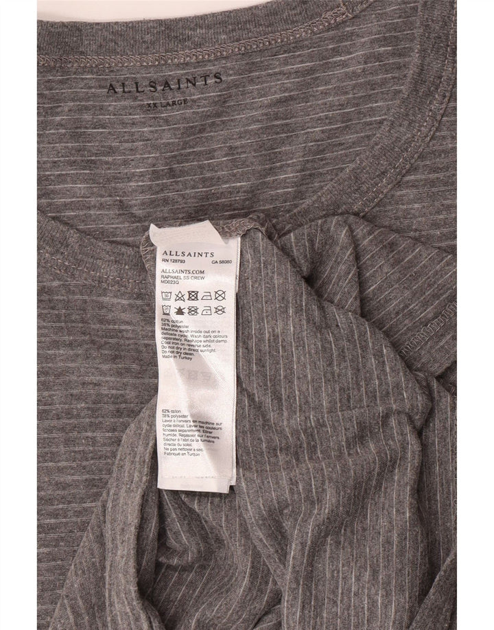Camiseta masculina ALL SAINTS 2XL algodão listrado cinza