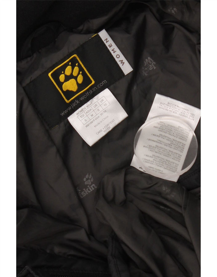 Casaco acolchoado com capuz feminino Jack Wolfskin Reino Unido 10 pequeno poliéster preto
