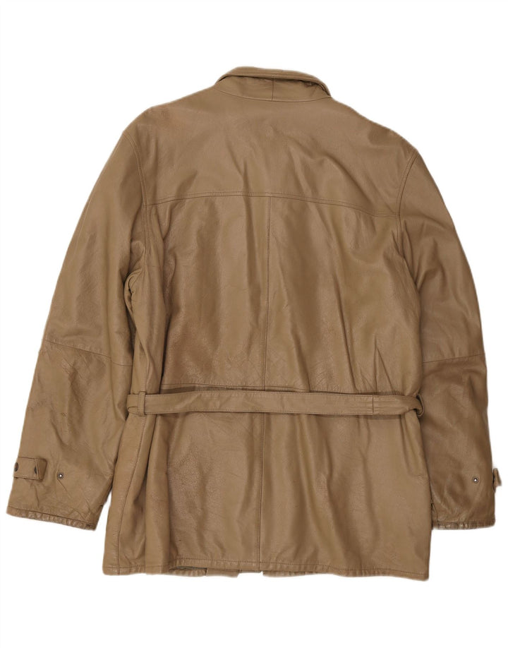 Jaqueta de couro masculina vintage IT 50 grande marrom