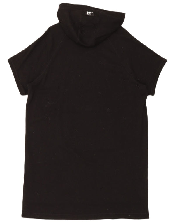 Dkny Vestido feminino com capuz grande e gráfico UK 6 XS algodão preto