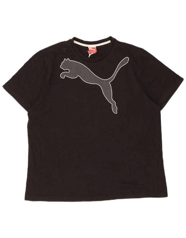 Puma Mens Graphic T-Shirt Top 2XL Algodão Preto