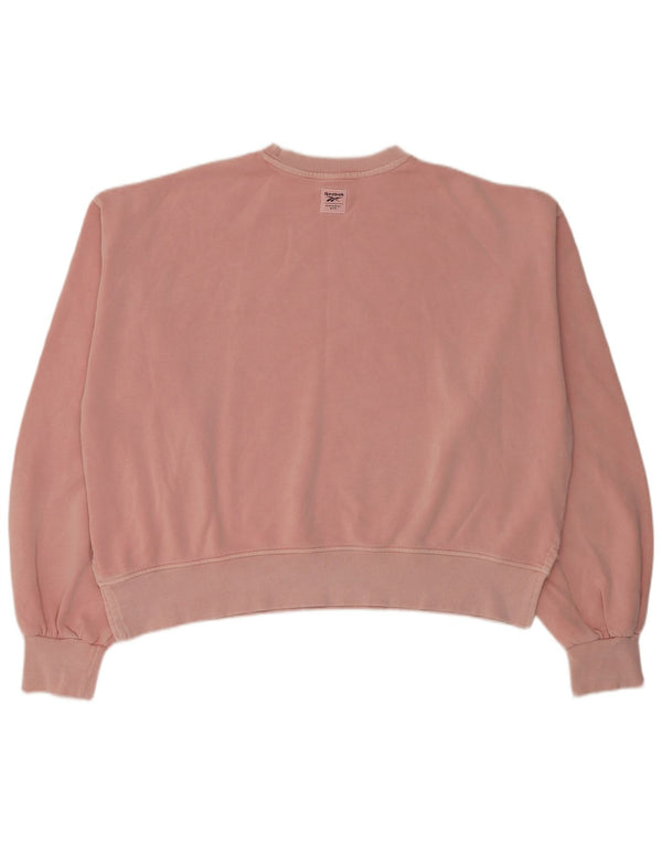 Reebok Womens Crop Oversized Moletom Jumper UK 14 Médio Algodão Rosa