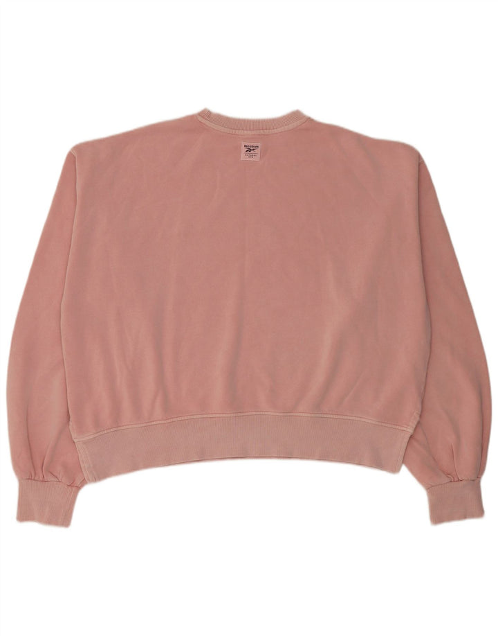 Reebok Womens Crop Oversized Moletom Jumper UK 14 Médio Algodão Rosa