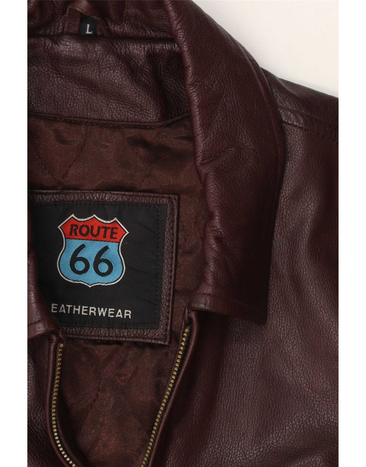Jaqueta de couro masculina Route 66 UK 40 grande Borgonha