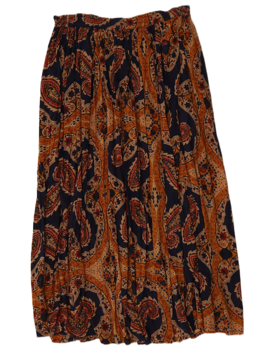 Saia plissada feminina Flash pequena W27 azul marinho paisley viscose