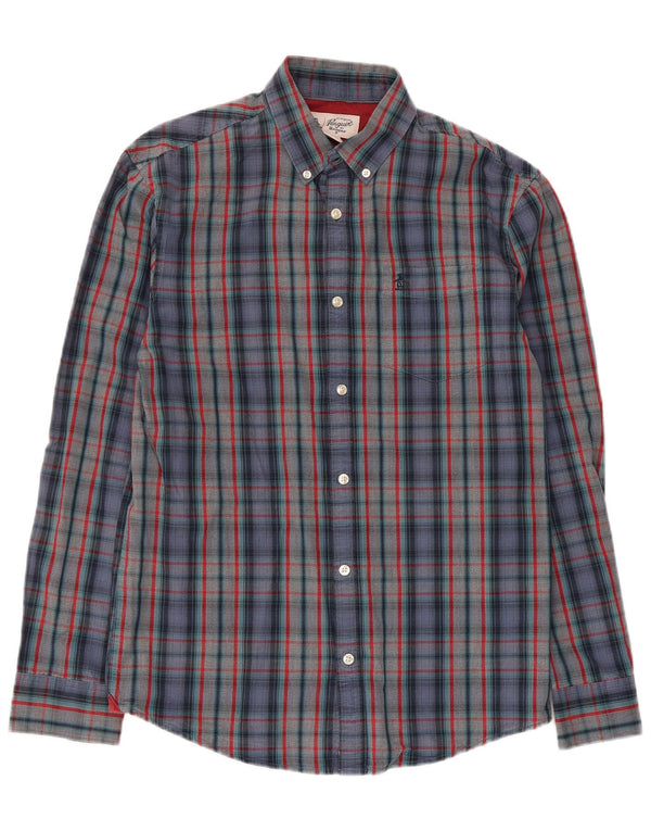 Camisa masculina Penguin média xadrez multicolorida de algodão
