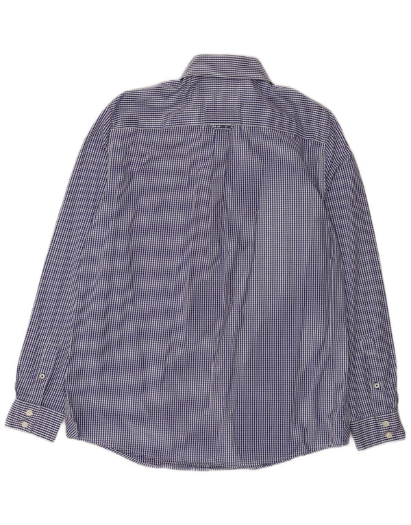 Camisa masculina clássica de ajuste da Crew Clothing, algodão guingão azul marinho médio