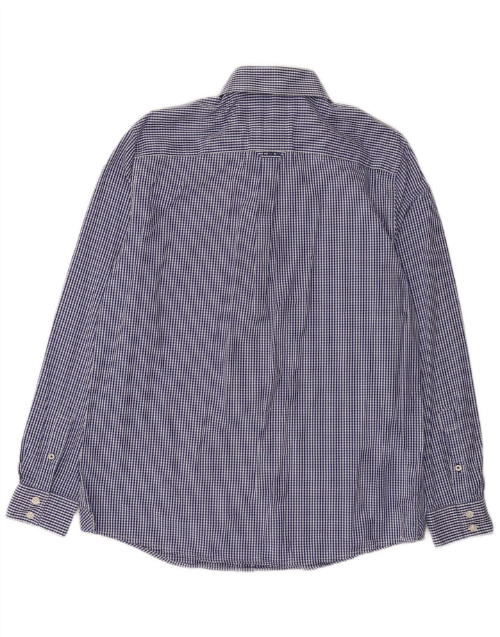 Camisa masculina clássica de ajuste da Crew Clothing, algodão guingão azul marinho médio