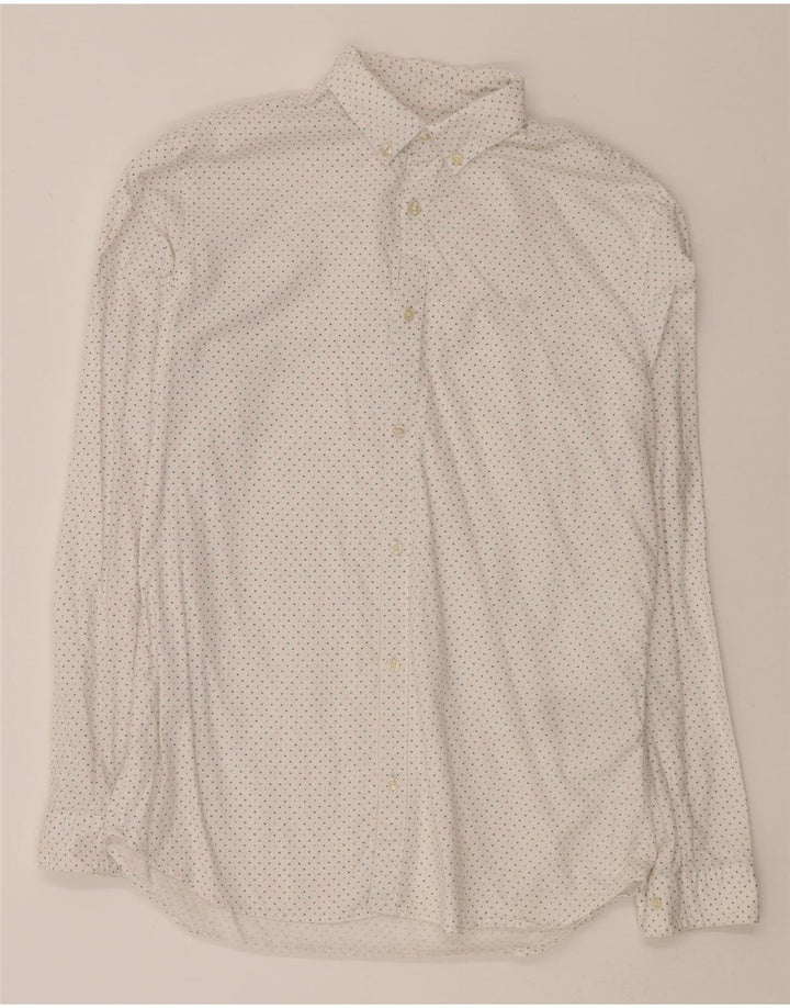 JACK & JONES Mens Shirt Medium White Spotted Cotton Vintage Jack & Jones and Second-Hand Jack & Jones from Messina Hembry 