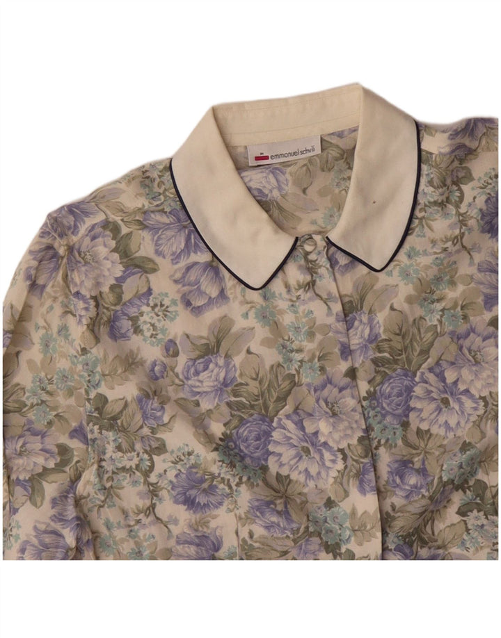 Blusa feminina EMMANUEL SCHVILI UK 16 grande bege floral