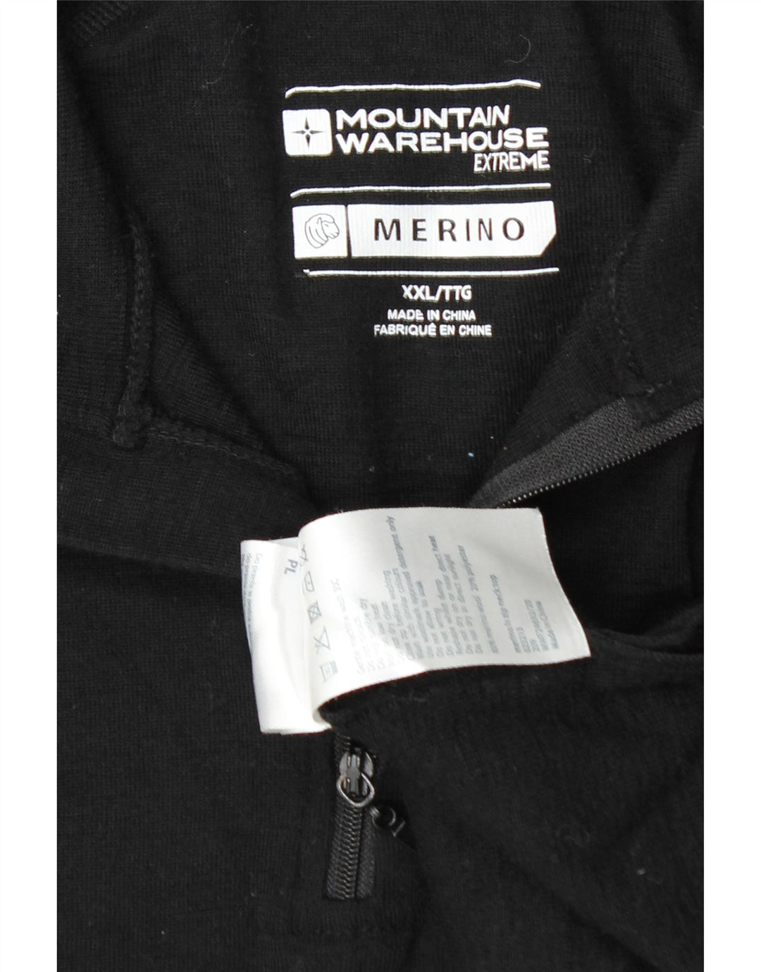 Suéter masculino Mountain Warehouse com zíper e gola 2XL lã merino preta