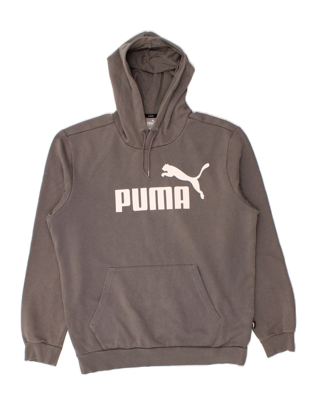 PUMA Mens Graphic Hoodie Jumper Medium Grey Cotton Vintage Puma and Second-Hand Puma from Messina Hembry 