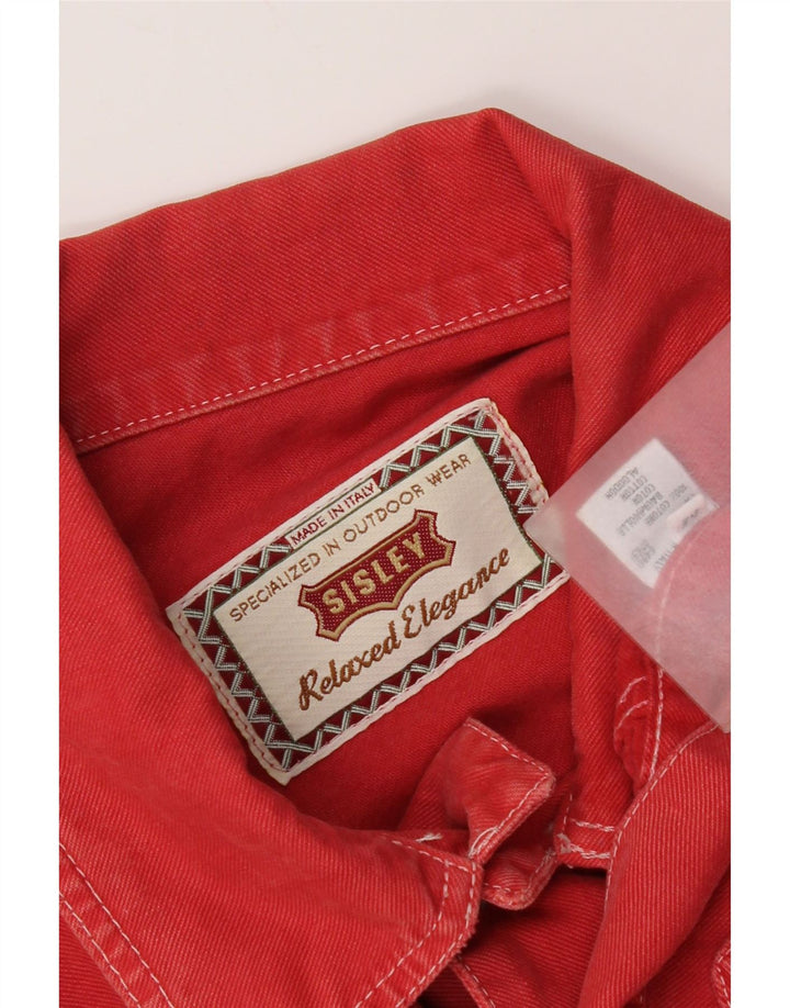 Jaqueta jeans masculina Sisley UK 38 algodão vermelho médio