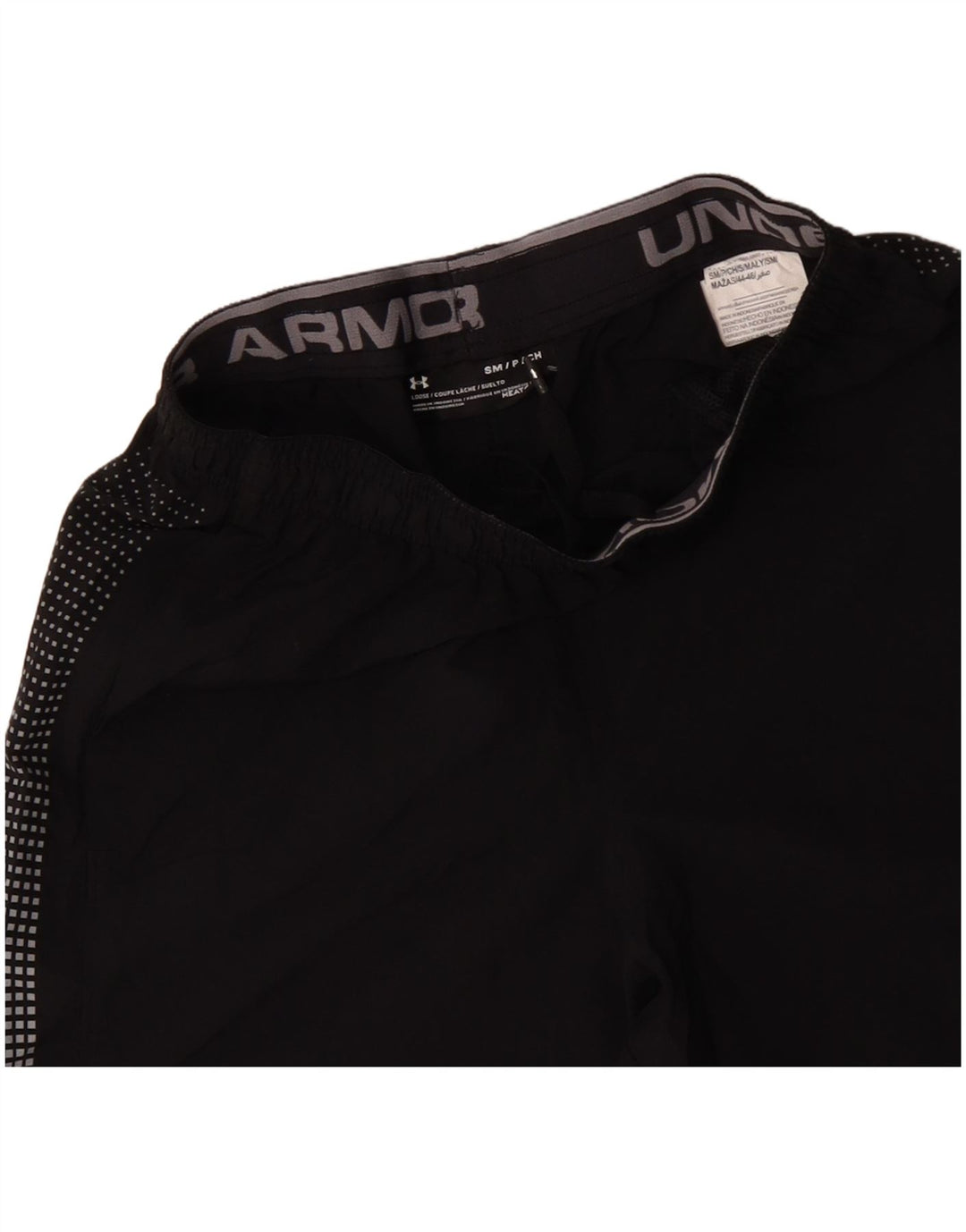 UNDER ARMOUR Mens Heat Gear Sport Shorts Pequeno Poliéster Manchado Preto