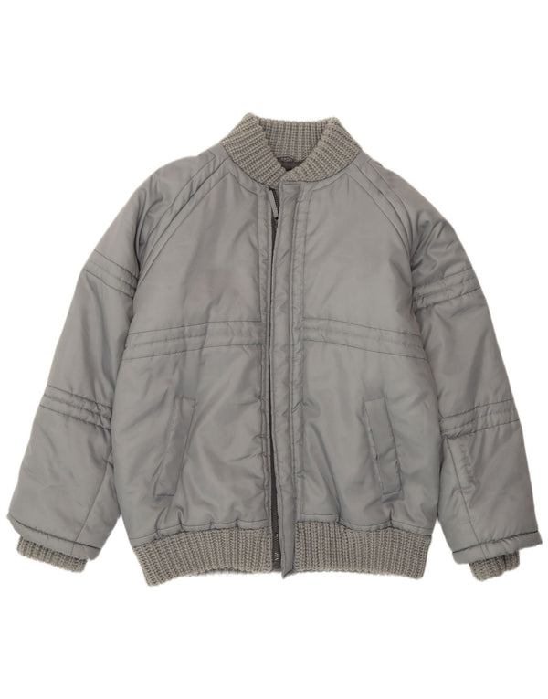 Jaqueta acolchoada masculina vintage UK 44 2XL poliéster cinza