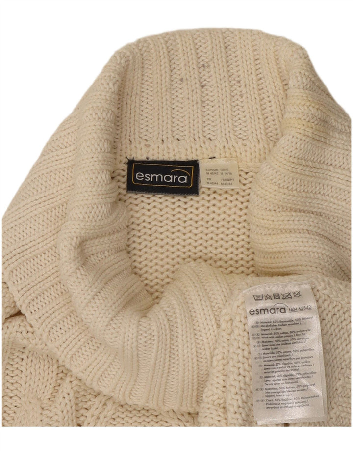 Suéter feminino ESMARA com gola redonda e algodão branco médio UK 14