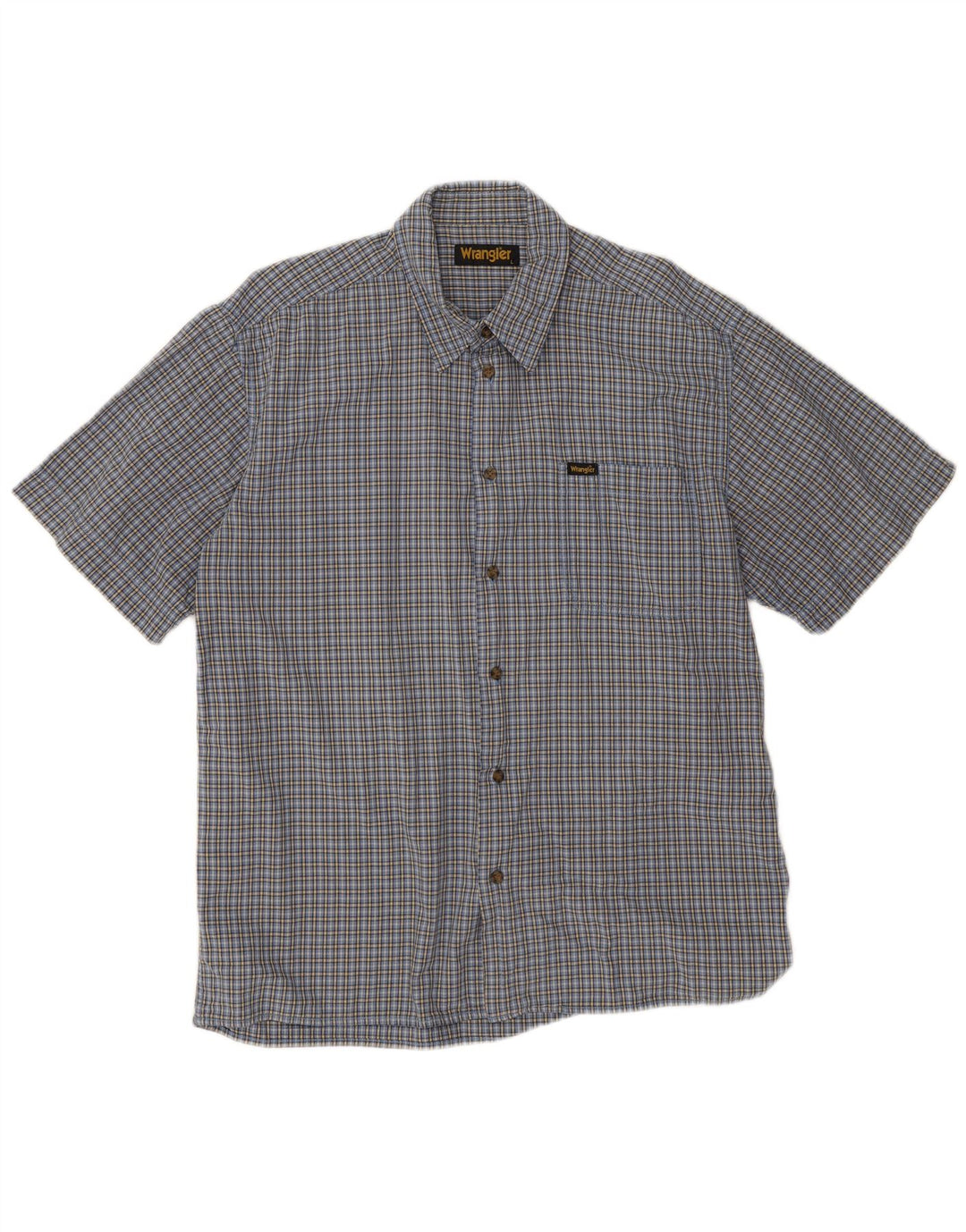 Wrangler Camisa masculina de manga curta grande algodão xadrez azul
