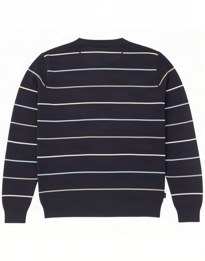 Gant Suéter masculino com gola redonda listrado azul marinho médio