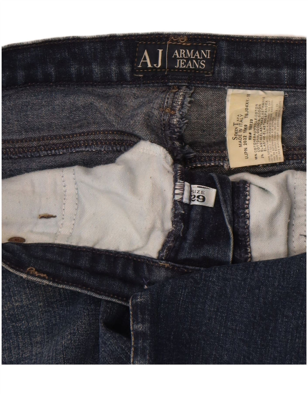 Jeans retos femininos Armani W29 L29 algodão azul
